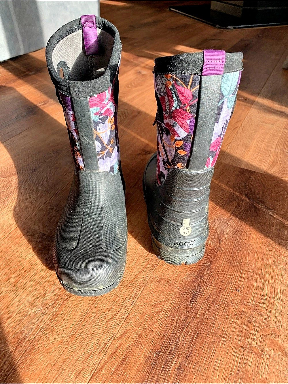 BOGS KNEE OLSC FALLF Floral Rain Boots Girls US 2